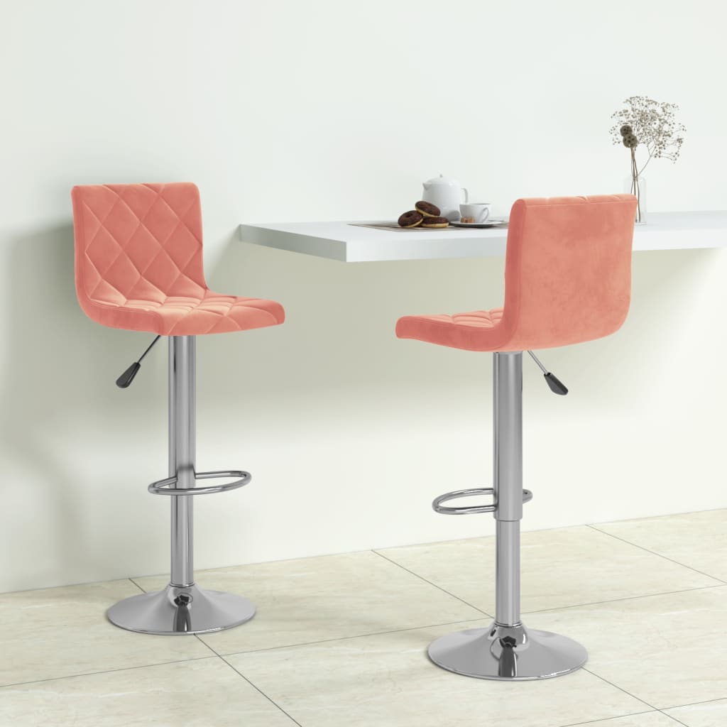 vidaXL Tabourets de bar lot de 2 rose velours