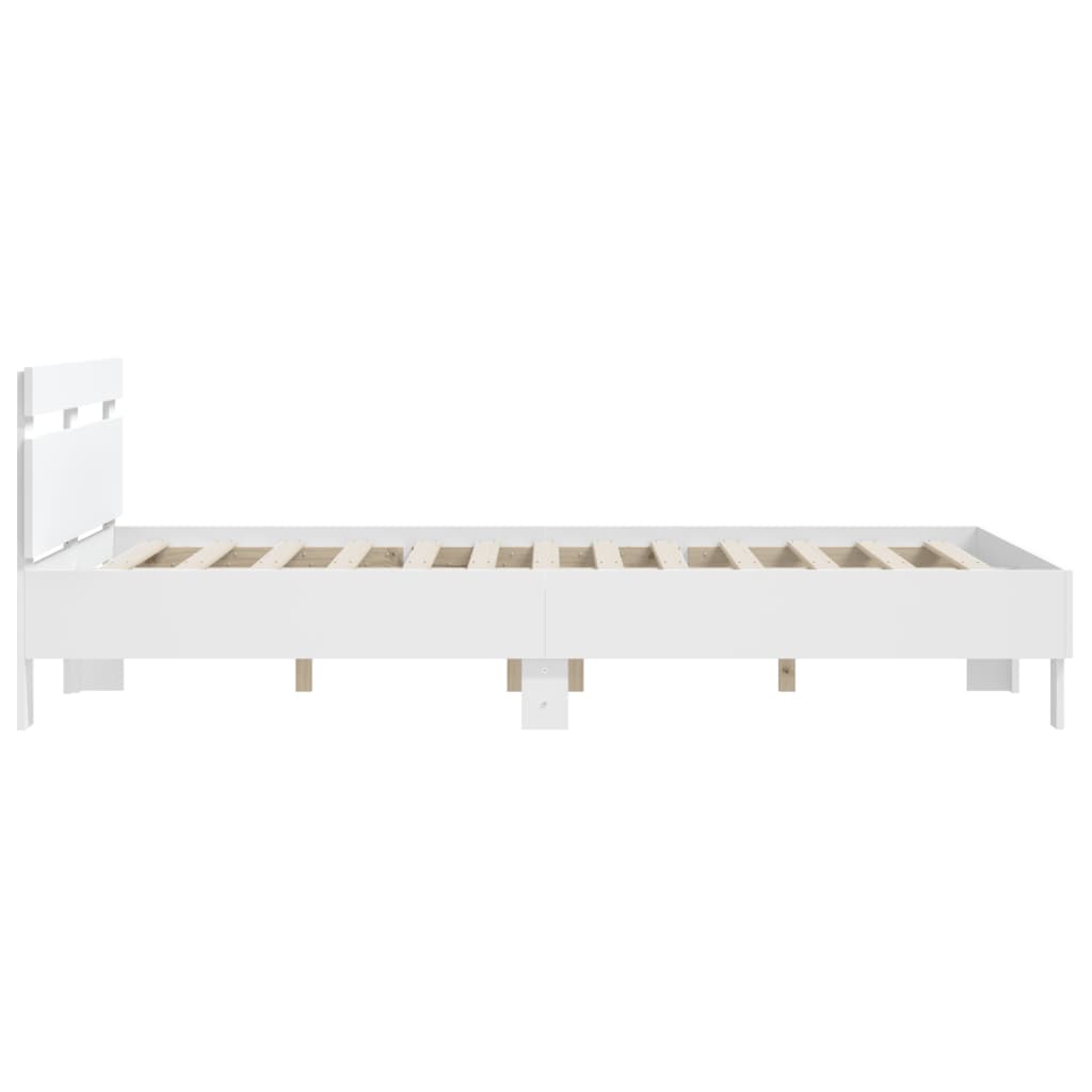 vidaXL Cadre de lit avec tête de lit blanc 140x190cm bois d'ingénierie