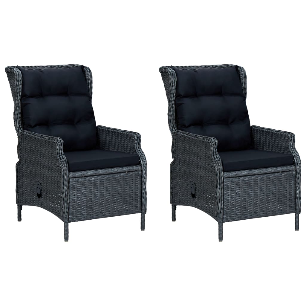 vidaXL Salon de jardin avec coussins 3 pcs résine tressée gris foncé