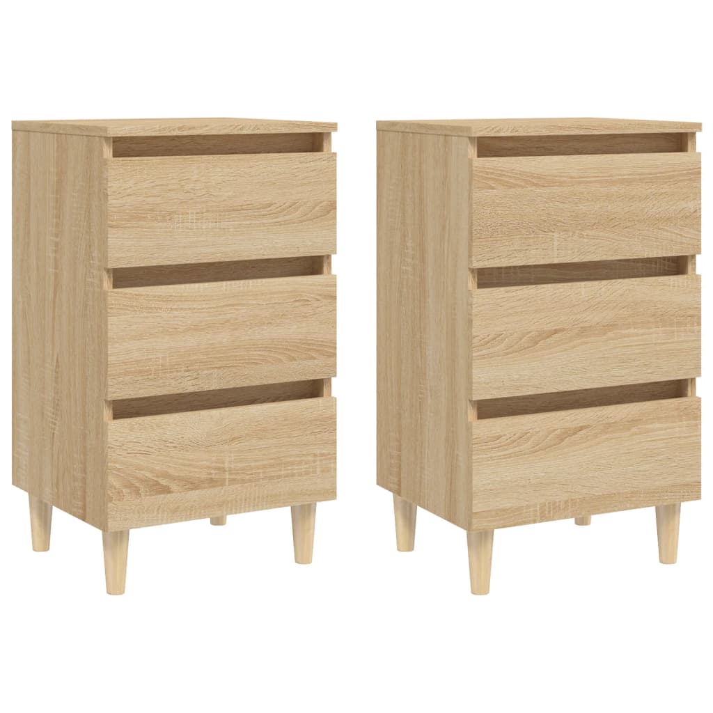 vidaXL Tables de chevet pieds en bois 2 pcs chêne sonoma 40x35x69 cm