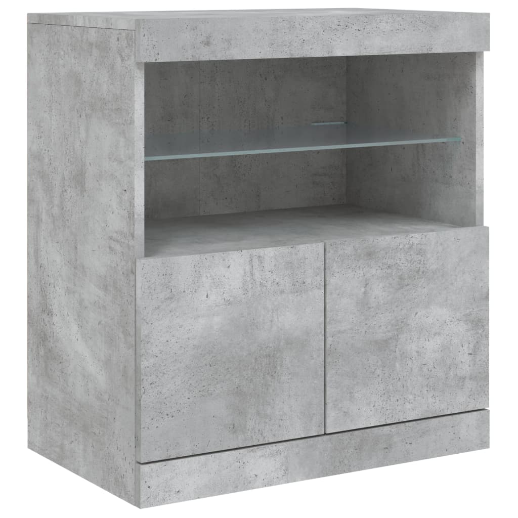 vidaXL Buffet avec lumières LED gris béton 60x37x67 cm