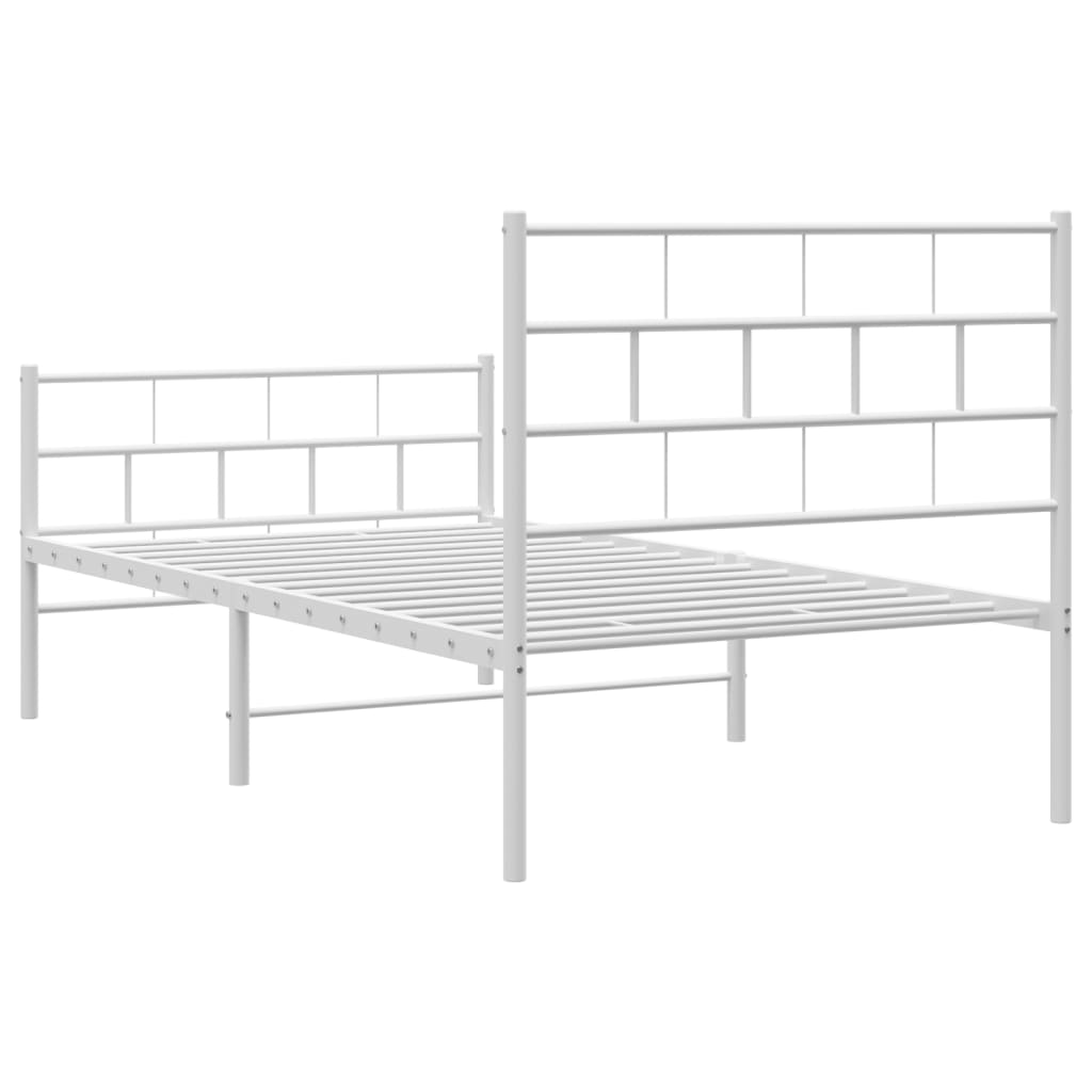 vidaXL Cadre de lit métal sans matelas avec pied de lit blanc 90x190cm