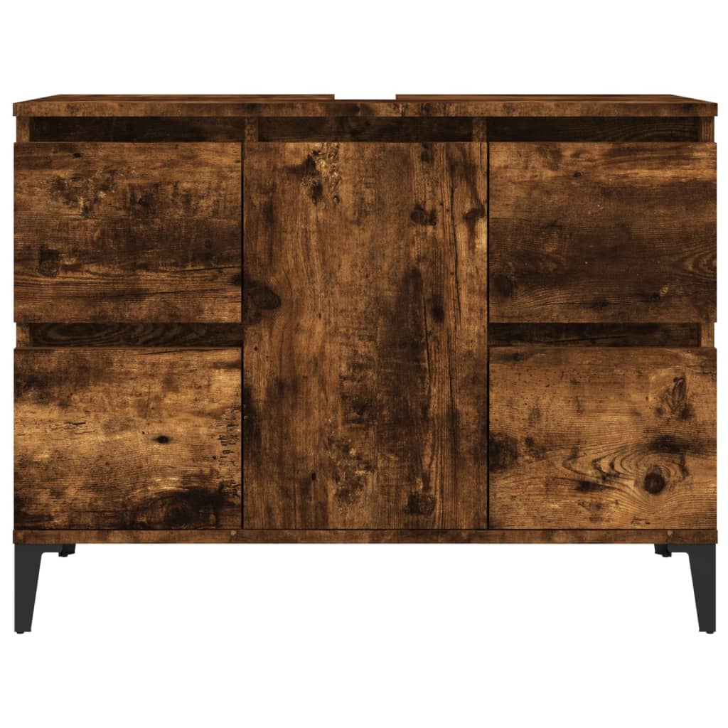 vidaXL Meuble d'évier chêne fumé 80x33x60 cm bois d'ingénierie