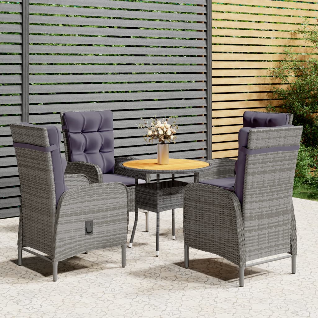 vidaXL Ensemble de bistro de jardin 5 pcs Résine tressée Gris