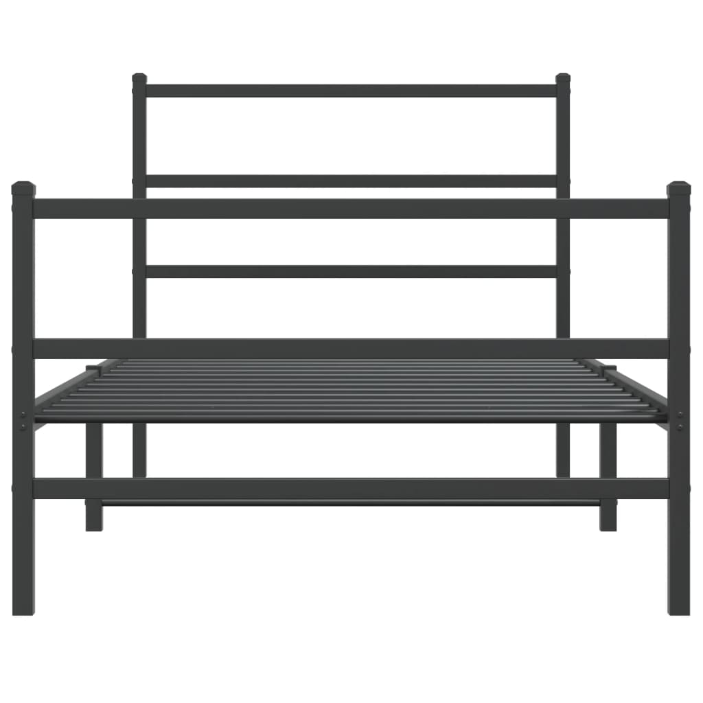 vidaXL Cadre de lit métal sans matelas avec pied de lit noir 107x203cm