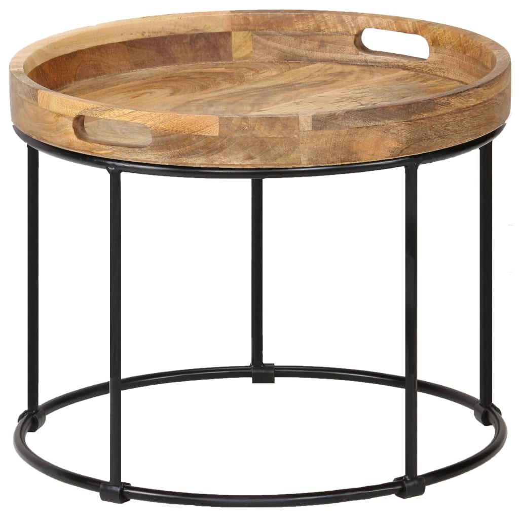 vidaXL Table basse Bois de manguier massif et acier 50x40 cm