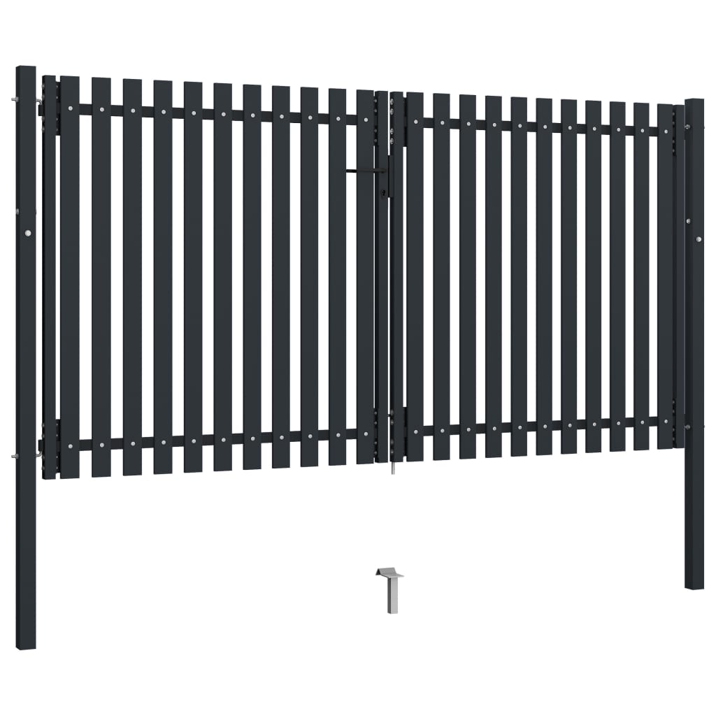 vidaXL Portail de clôture à double porte Acier 306x220 cm Anthracite