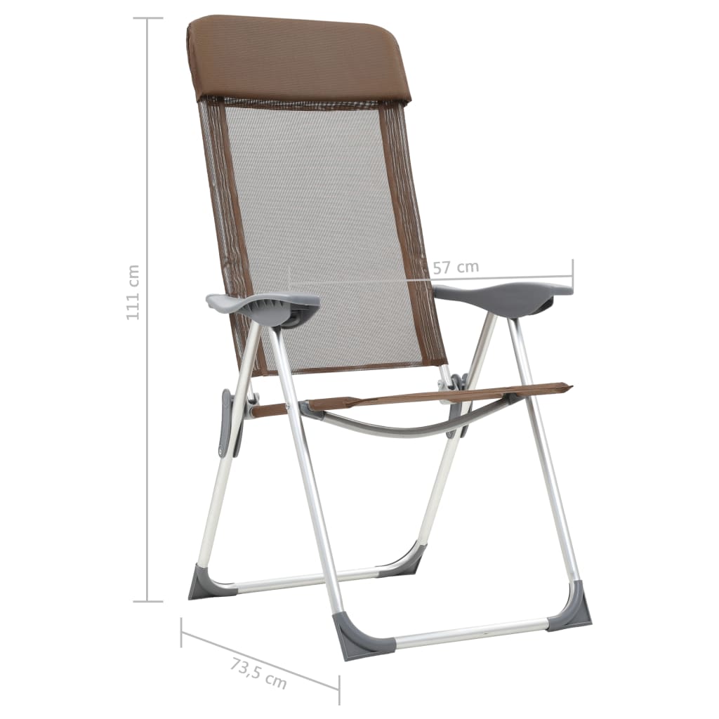 vidaXL Chaises de camping pliables 2 pcs Marron Aluminium