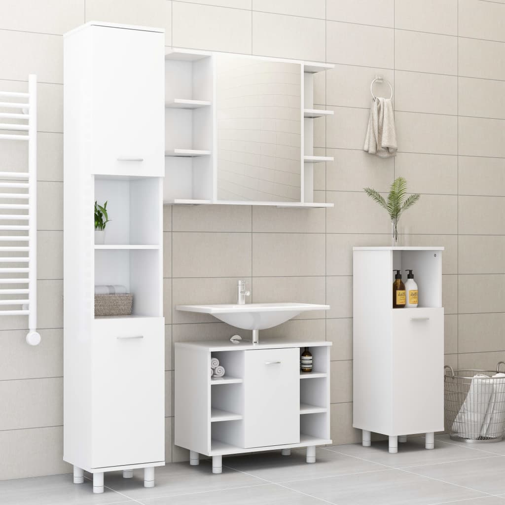 vidaXL Ensemble de meubles de salle de bain 3pcs Blanc Bois ingénierie