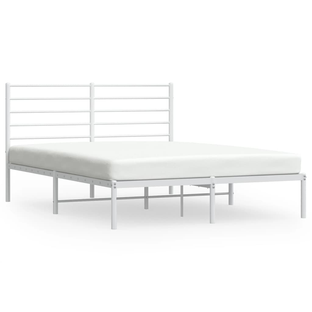 vidaXL Cadre de lit métal sans matelas et tête de lit blanc 140x200 cm