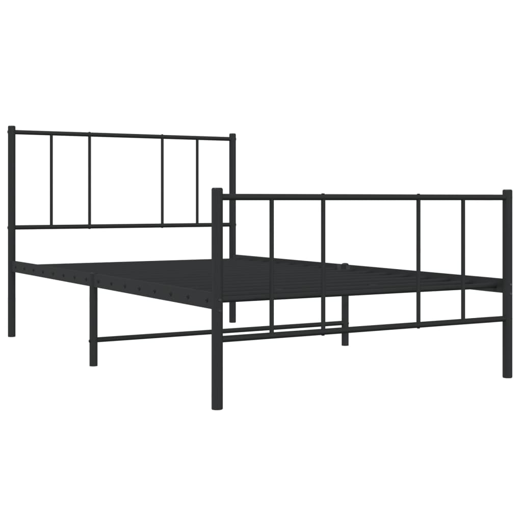 vidaXL Cadre de lit métal sans matelas et pied de lit noir 100x200 cm