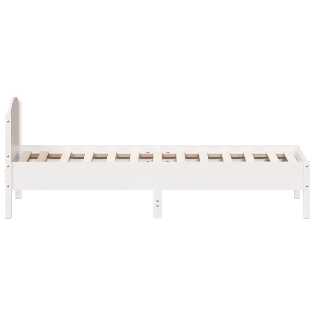 vidaXL Cadre de lit avec tête de lit blanc 75x190cm bois de pin massif