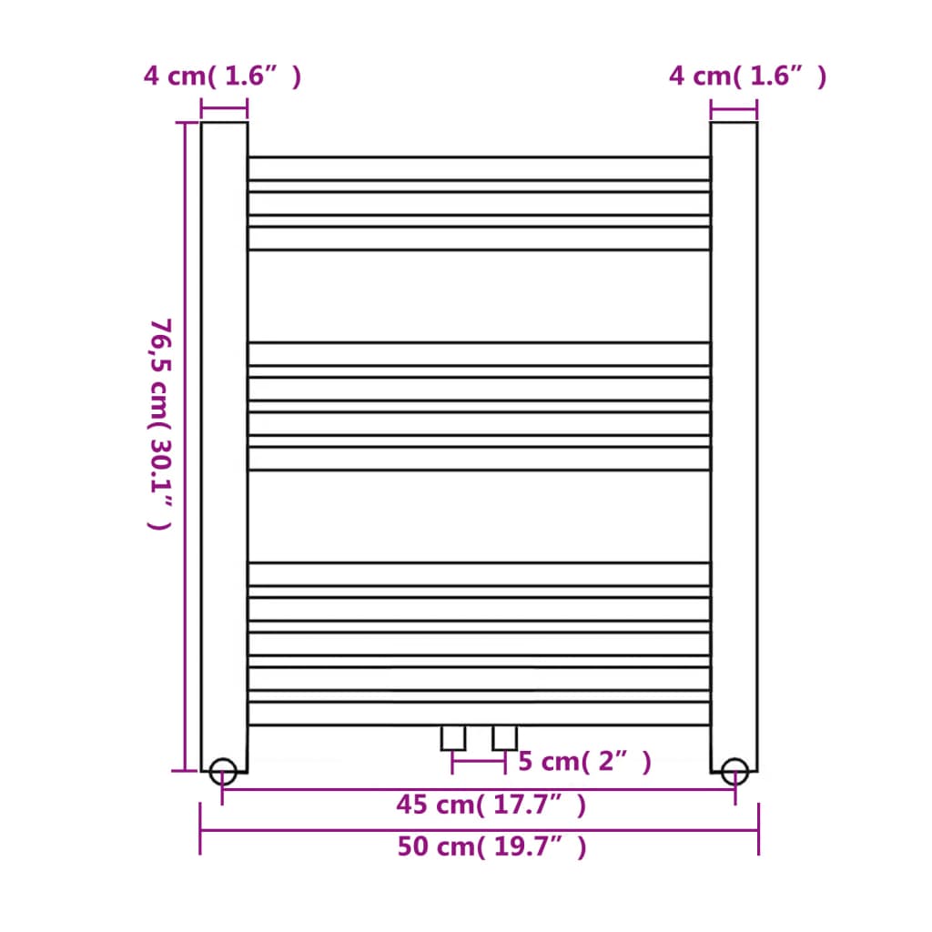 vidaXL Radiateur sèche-serviettes vertical de salle de bain 500x764 mm