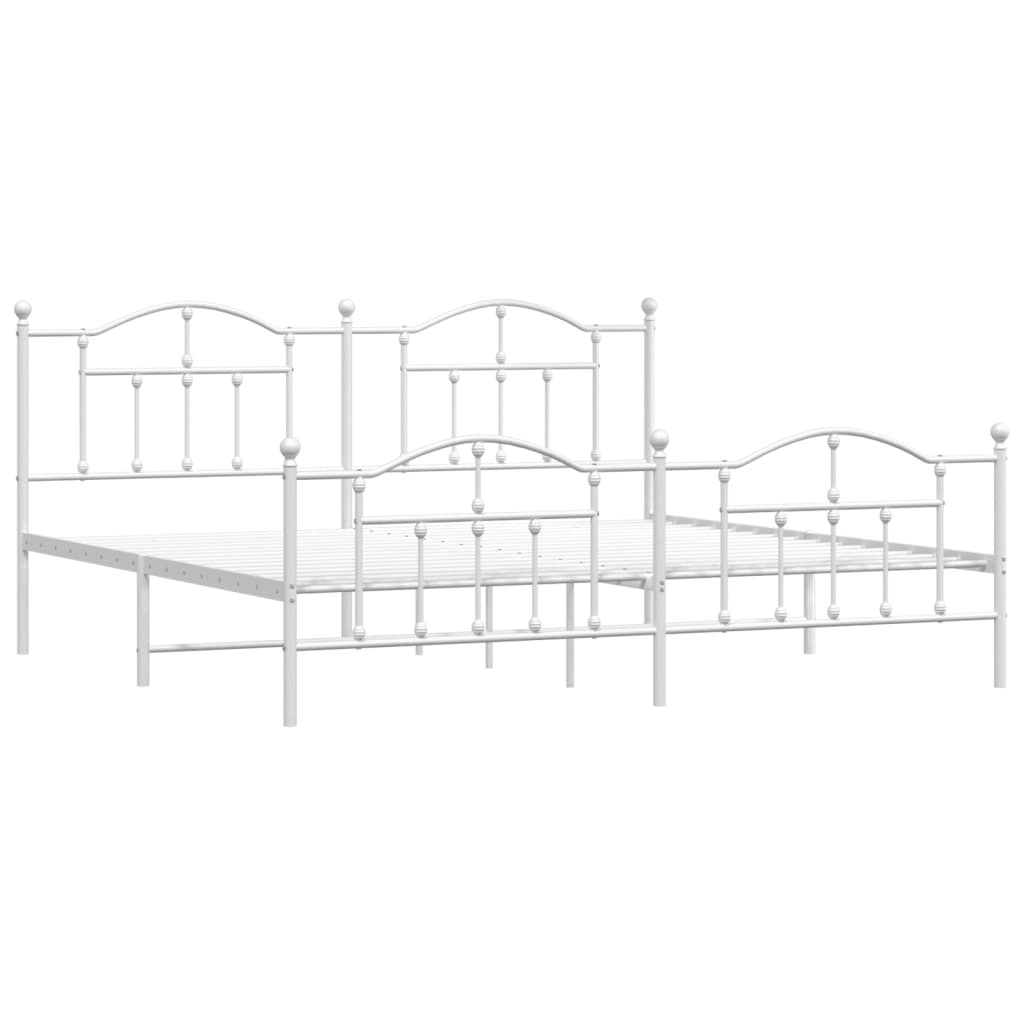 vidaXL Cadre de lit métal sans matelas et pied de lit blanc 200x200 cm