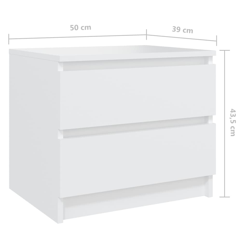 vidaXL Tables de chevet 2 pcs Blanc 50x39x43,5 cm Aggloméré
