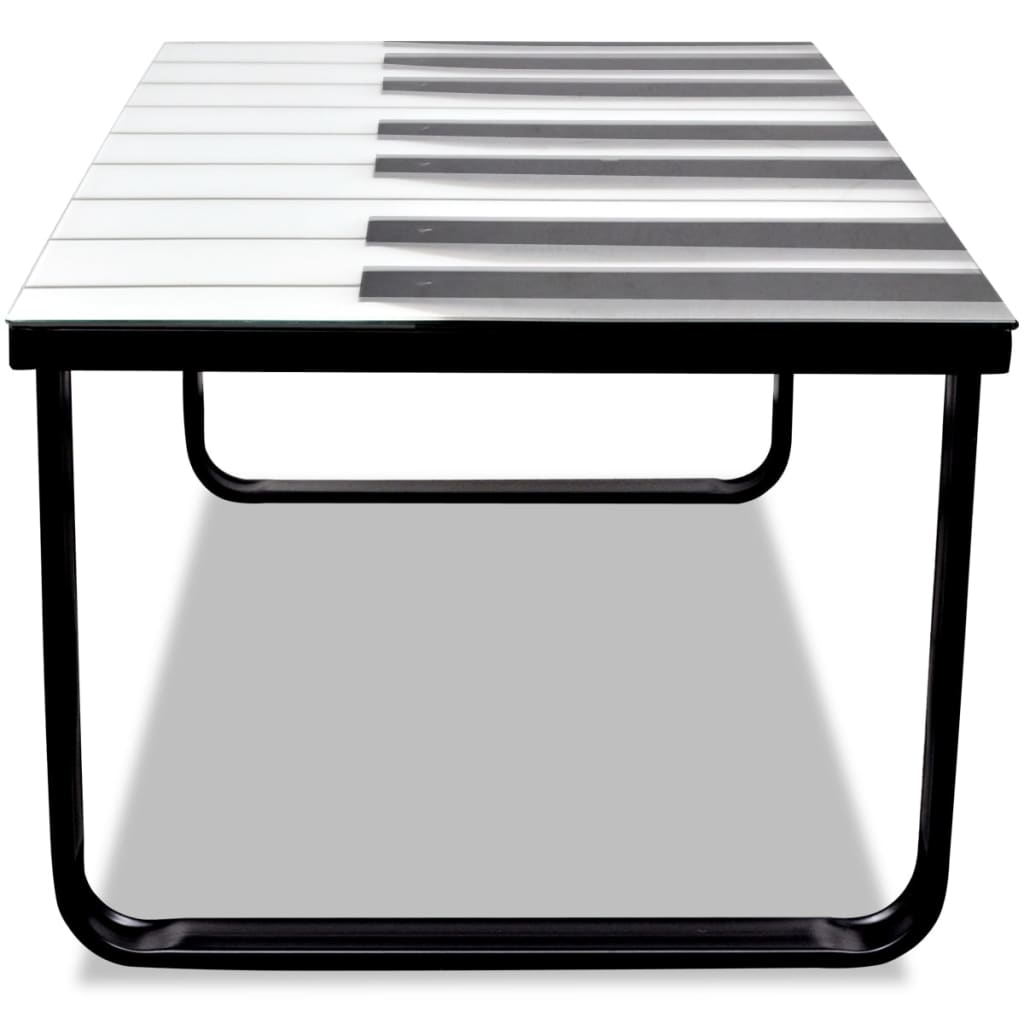 vidaXL Table basse avec impression de piano Dessus de table en verre