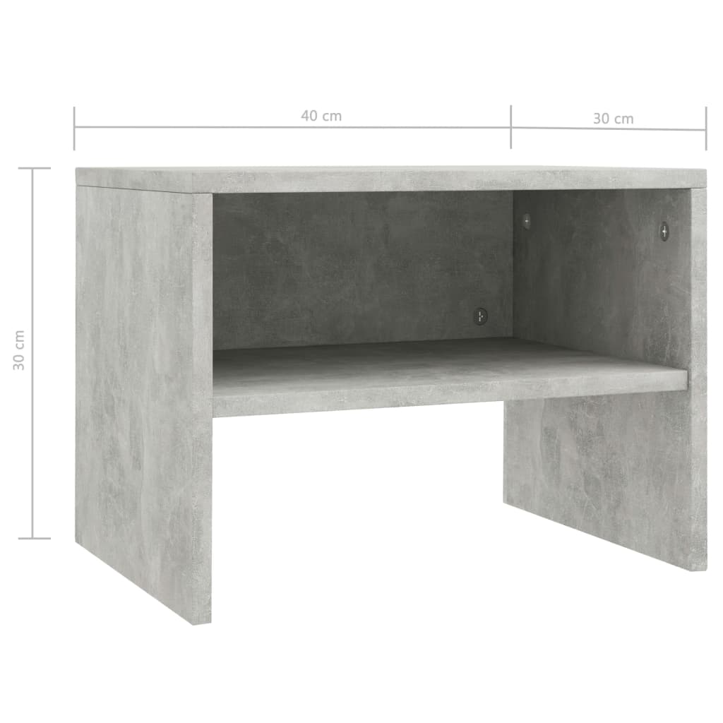 vidaXL 2 pcs Tables de chevet Gris béton 40 x 30 x 30 cm Aggloméré