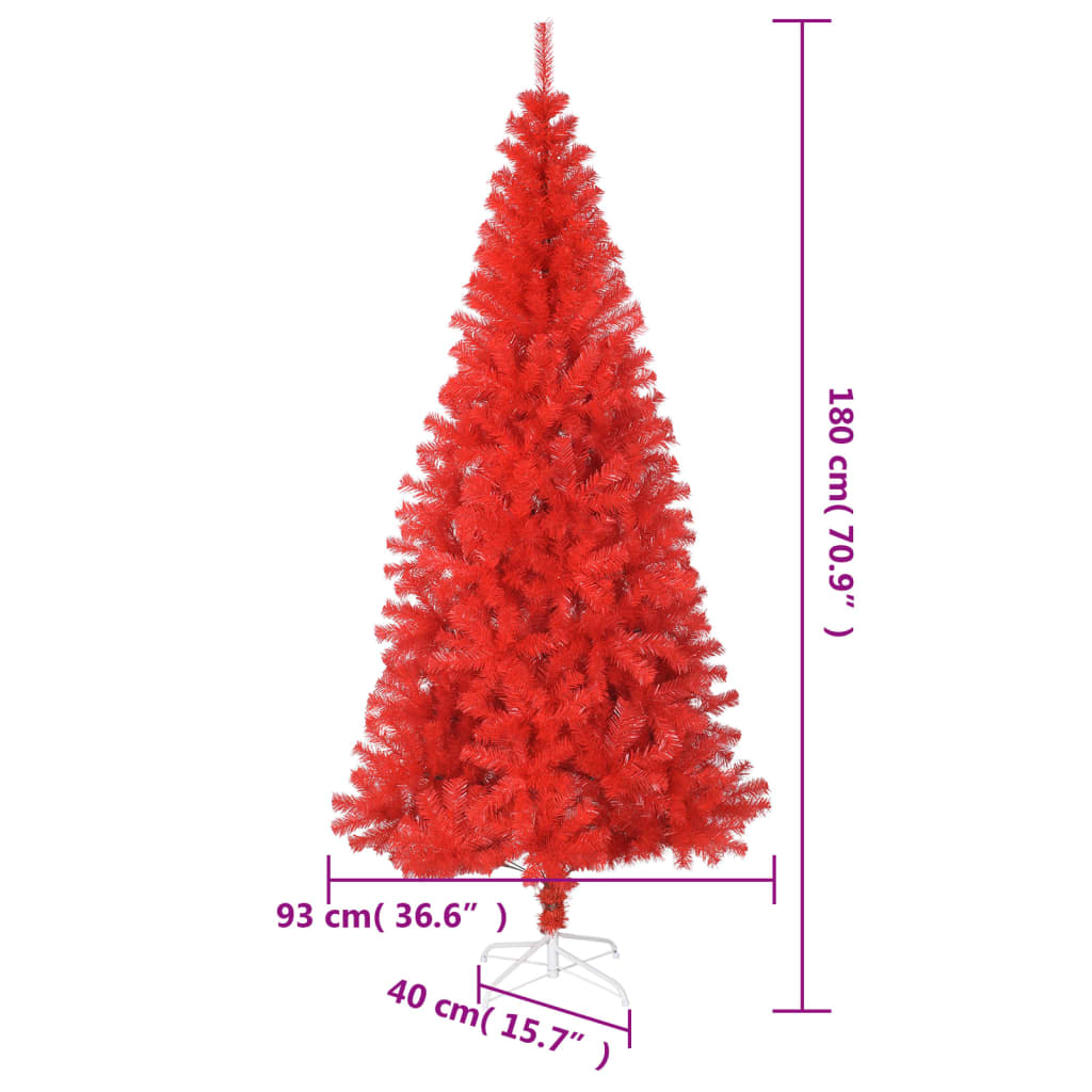 vidaXL Sapin de Noël artificiel avec support rouge 180 cm PVC