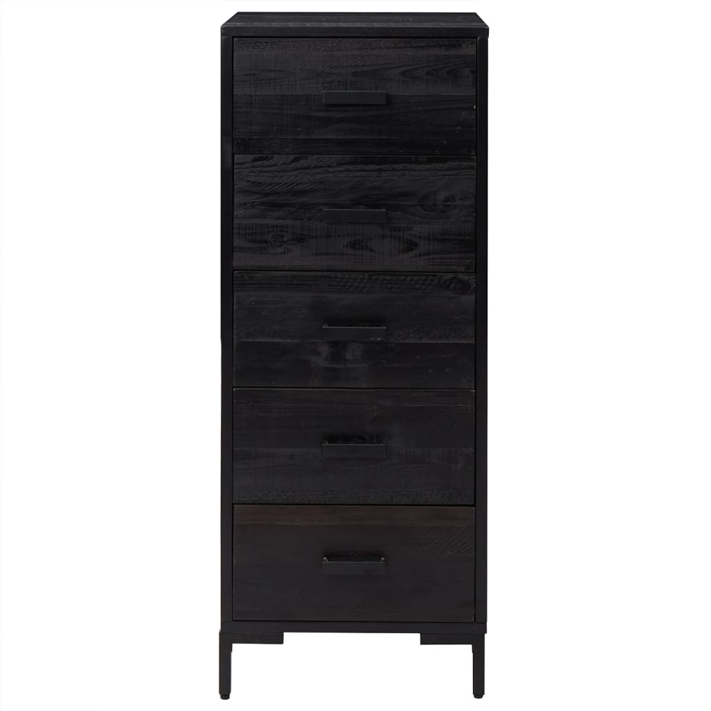 vidaXL Commode Noir 42x35x110 cm Bois de pin massif