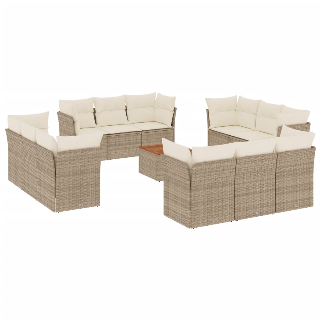 vidaXL Salon de jardin avec coussins 13 pcs beige résine tressée