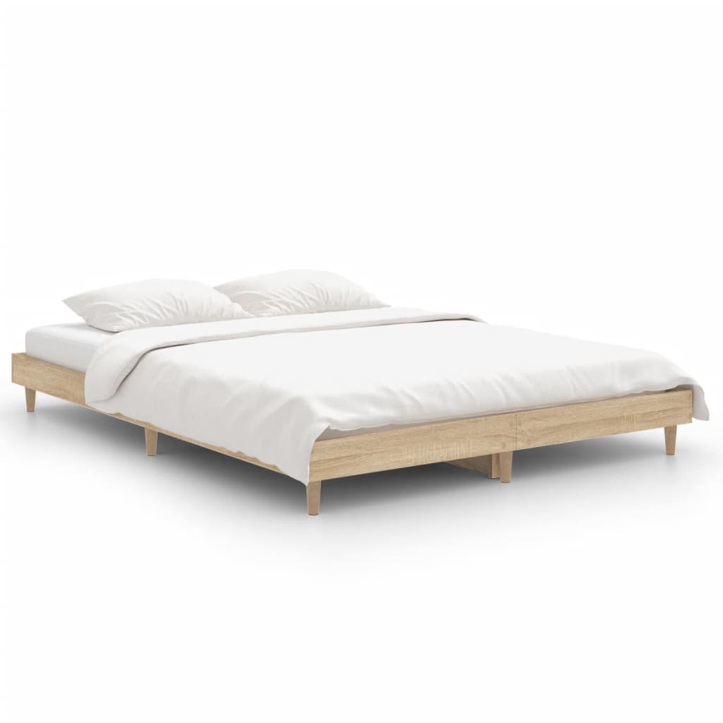 vidaXL Cadre de lit chêne sonoma 135x190 cm bois d'ingénierie