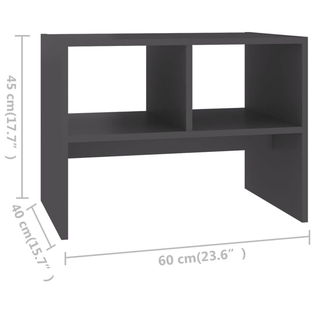 vidaXL Table d'appoint Gris 60x40x45 cm Aggloméré