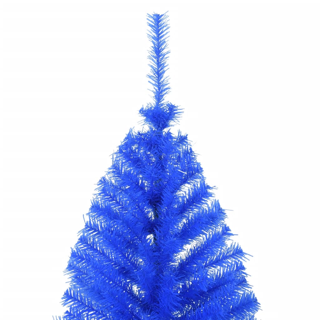 vidaXL Demi sapin de Noël artificiel avec support Bleu 180 cm PVC