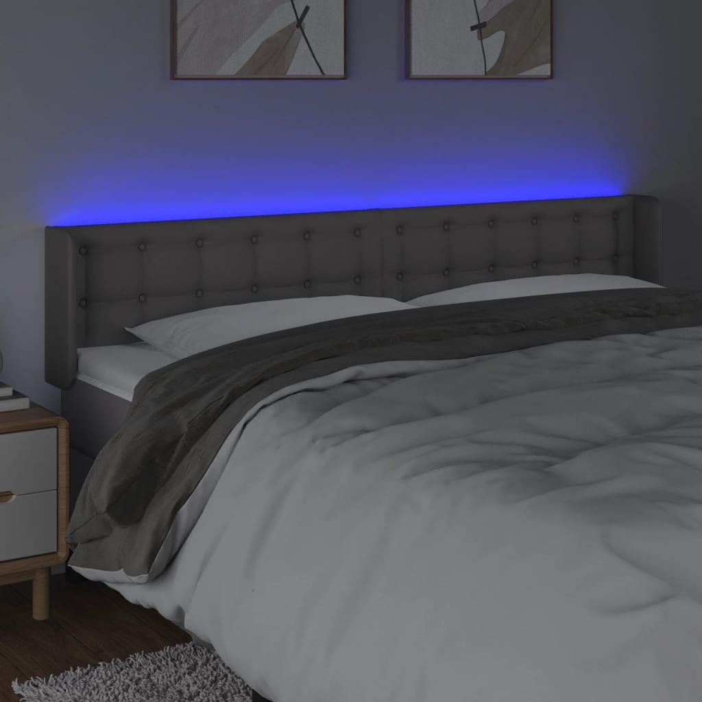 vidaXL Tête de lit à LED Gris 183x16x78/88 cm Similicuir