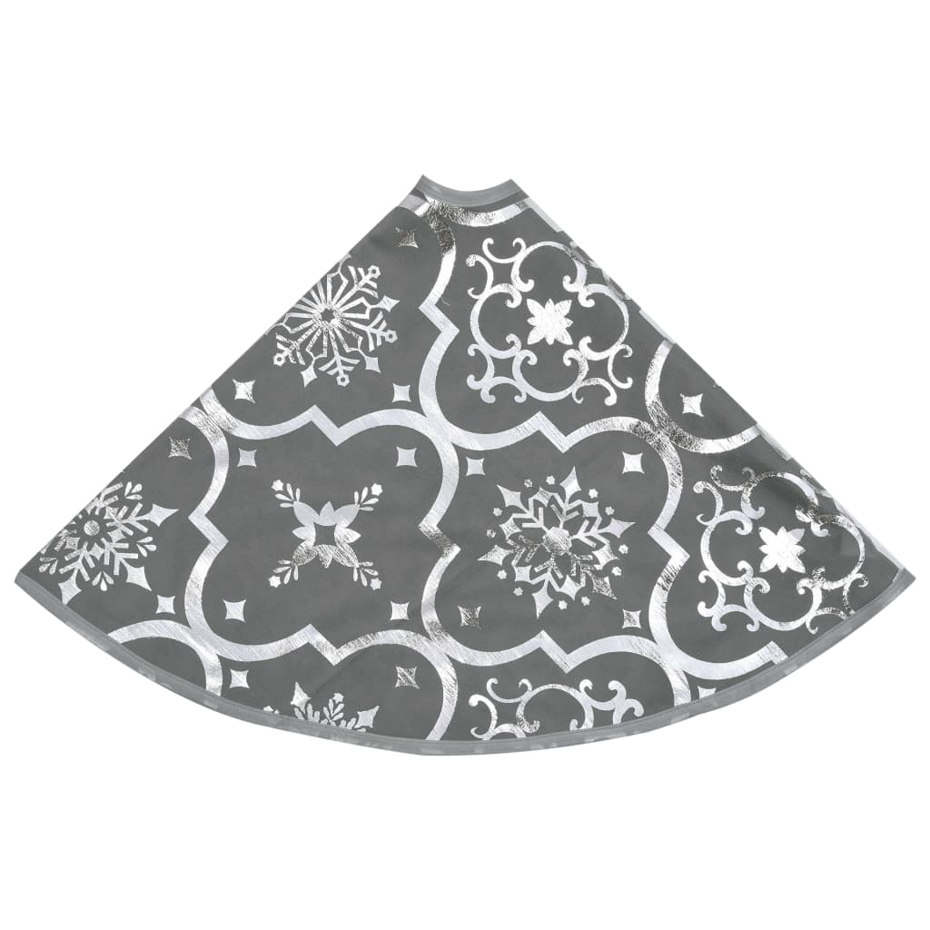 vidaXL Jupe de sapin de Noël de luxe avec chaussette Gris 90 cm Tissu