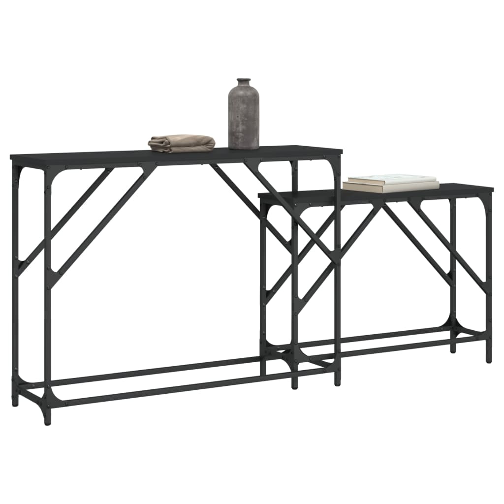 vidaXL Tables console gigognes 2 pcs noir bois d'ingénierie