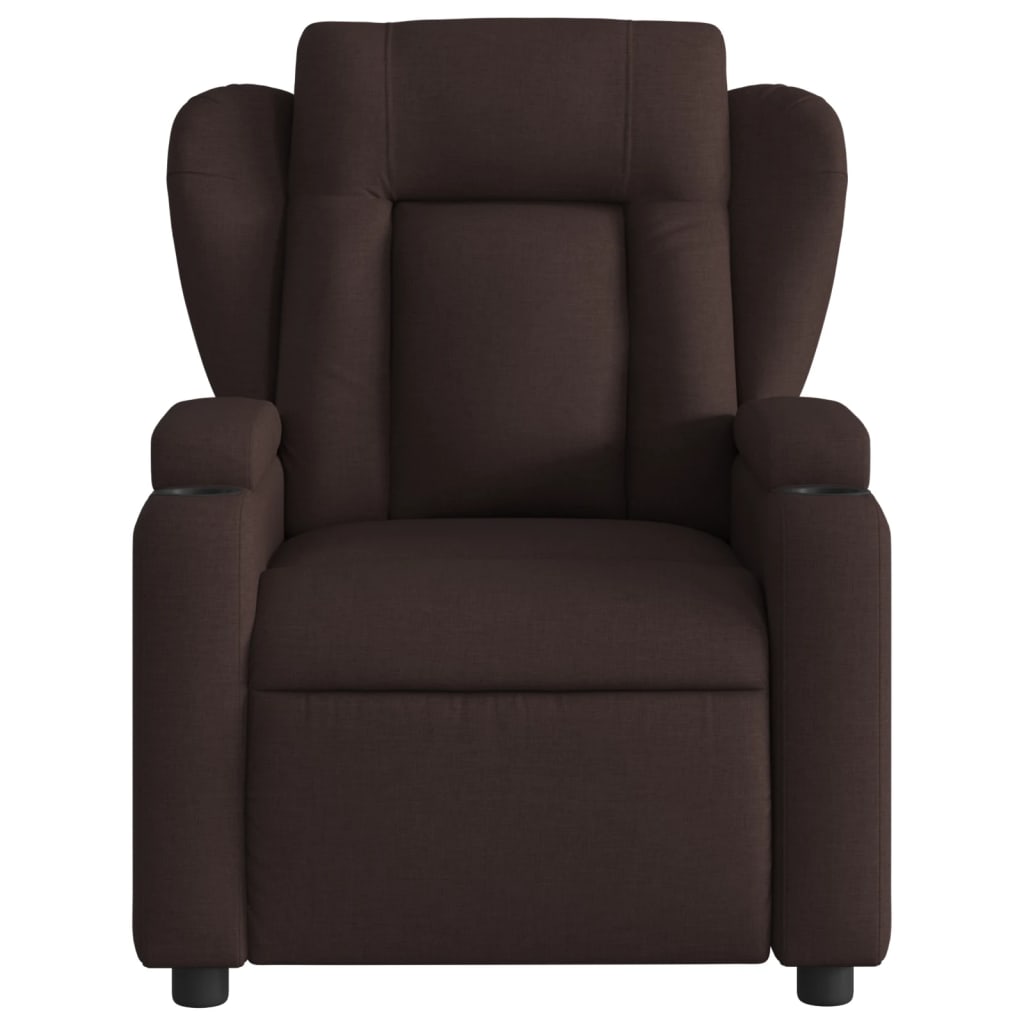 vidaXL Fauteuil de massage inclinable électrique Marron foncé Tissu