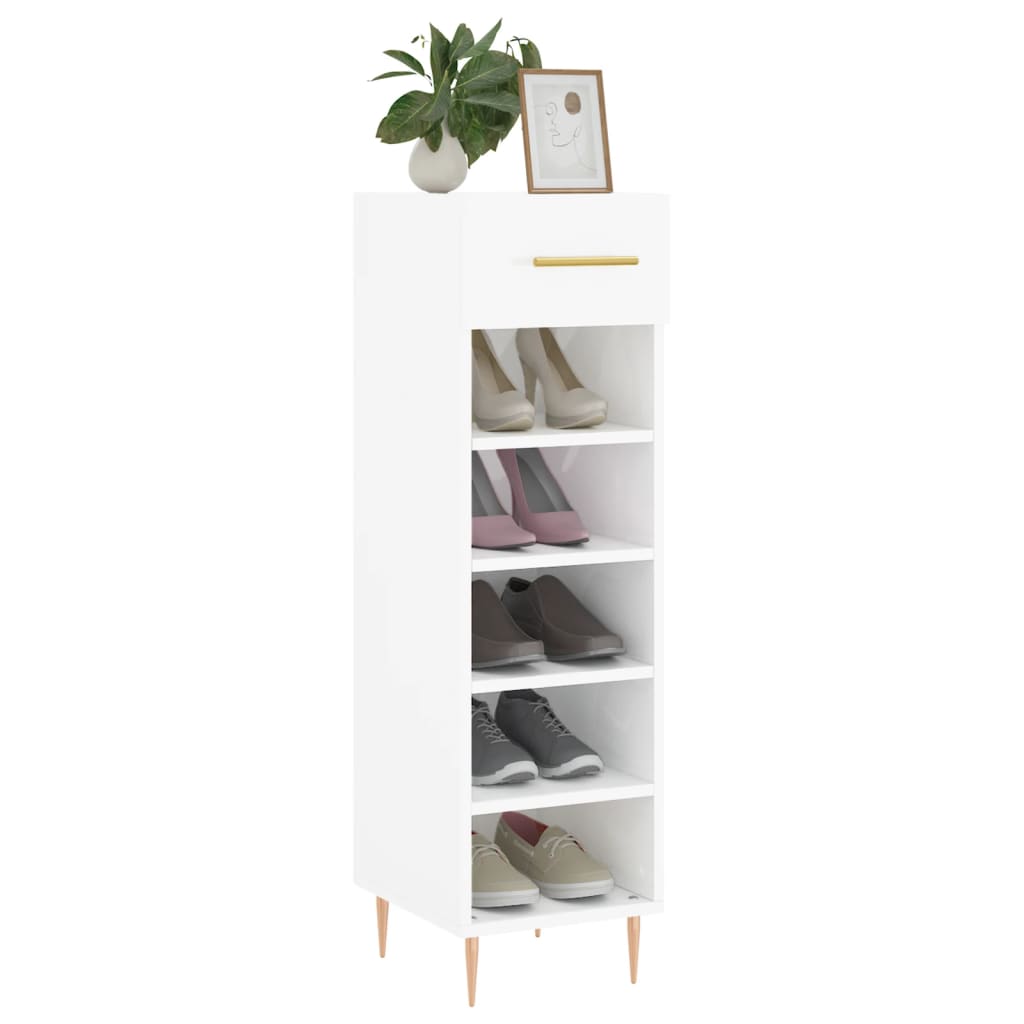 vidaXL Armoire à chaussure Blanc brillant 30x35x105 cm Bois ingénierie