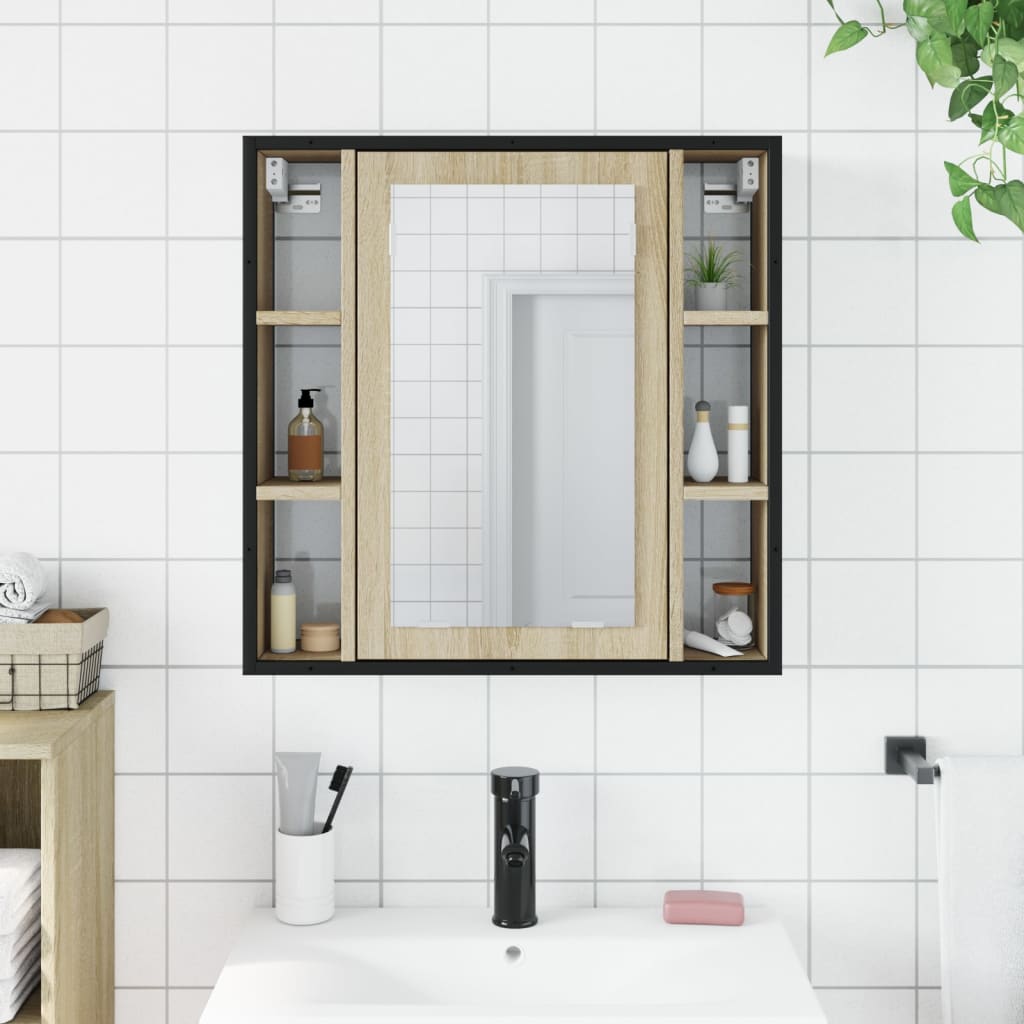 vidaXL Armoire à miroir de salle de bain chêne sonoma bois ingénierie
