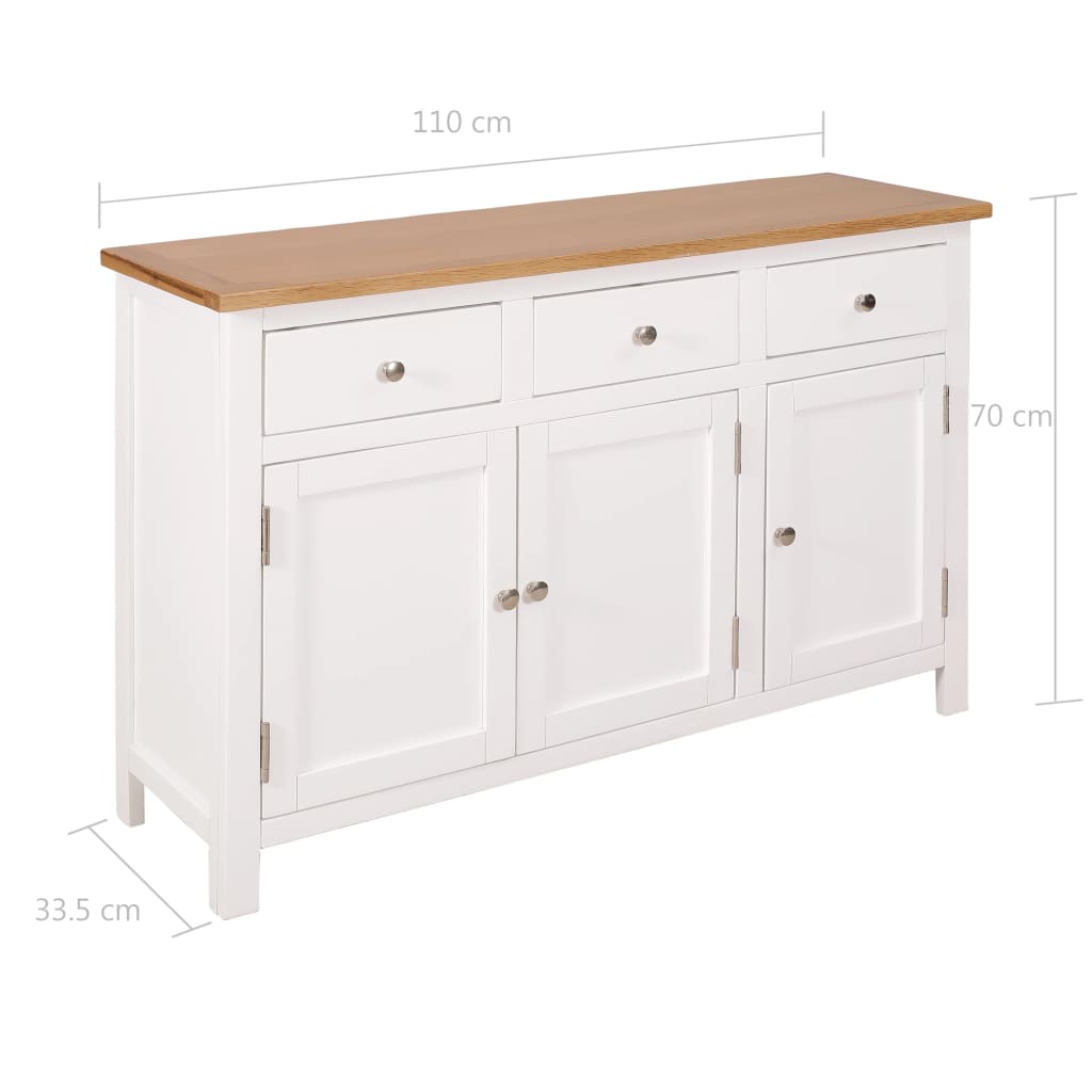 vidaXL Buffet 110 x 33,5 x 70 cm Bois de chêne massif