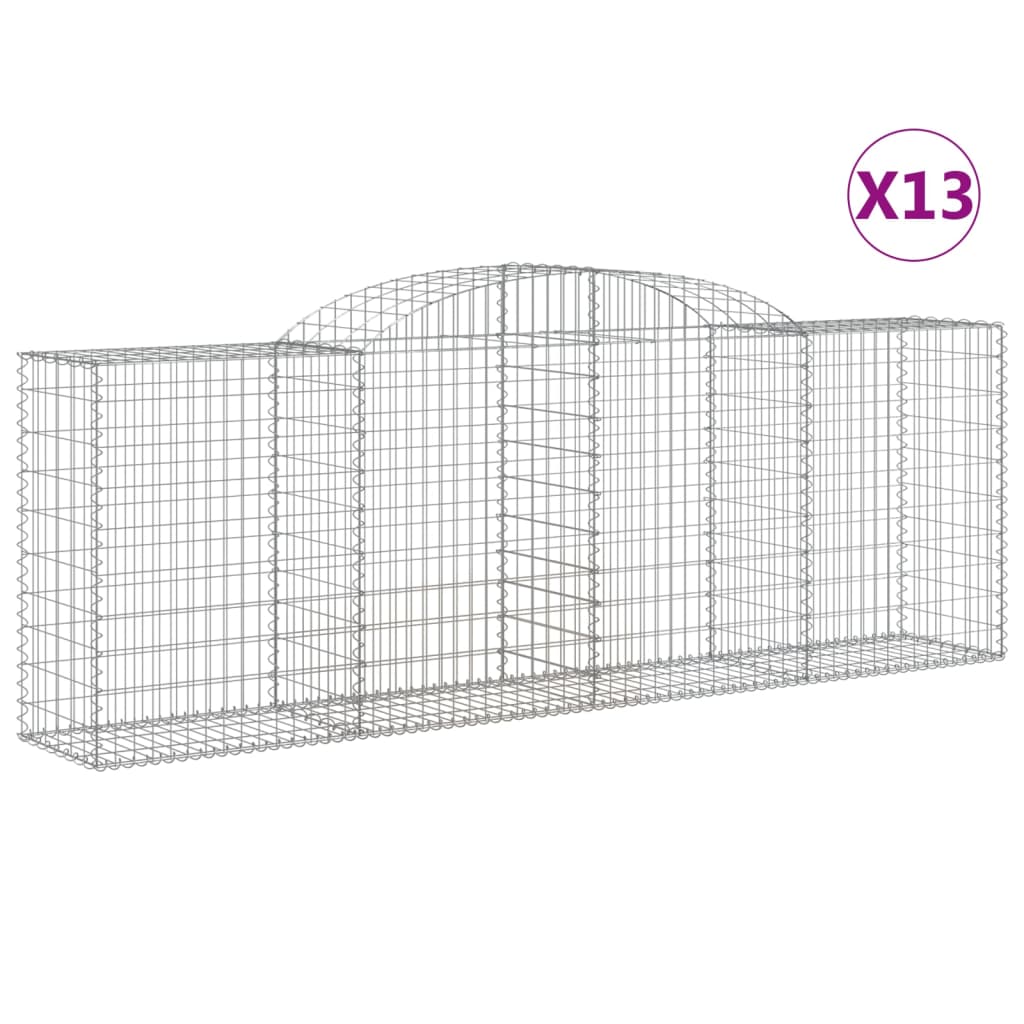 vidaXL Paniers à gabions arqués 13 pcs 300x50x100/120 cm fer galvanisé