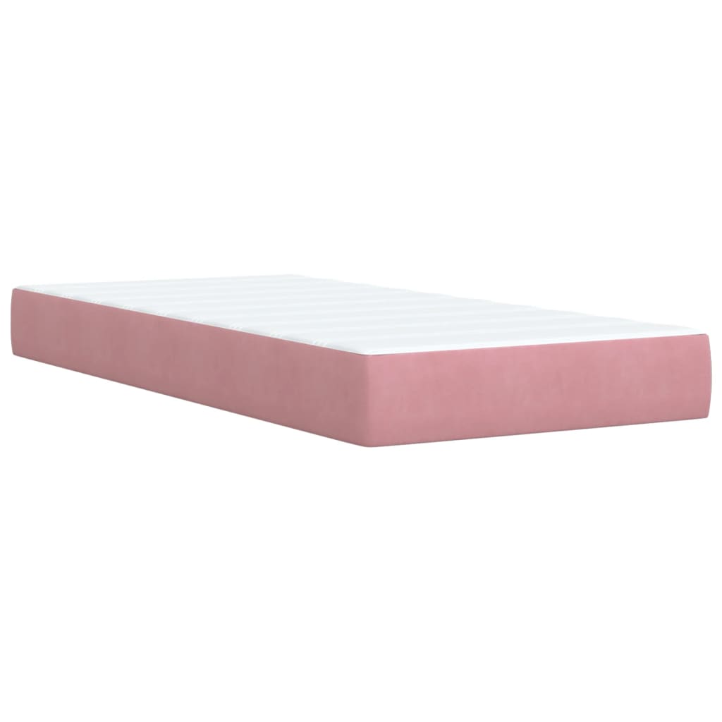 vidaXL Sommier à lattes de lit avec matelas Rose 100x200 cm Velours