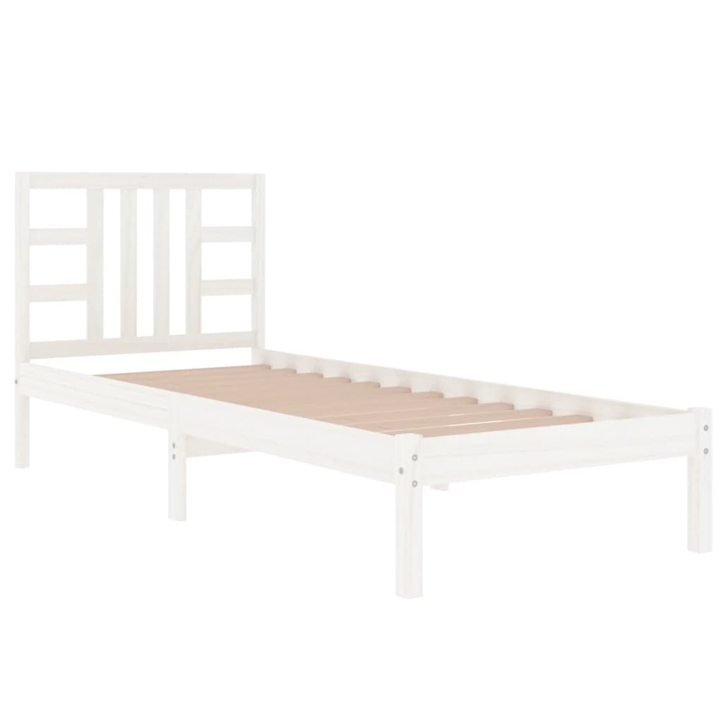 vidaXL Cadre de lit Blanc Bois massif 90x190 cm Simple