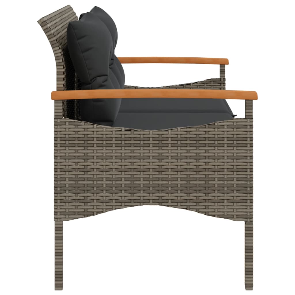 vidaXL Banc de jardin avec coussins 116x62,5x74 cm gris résine tressée