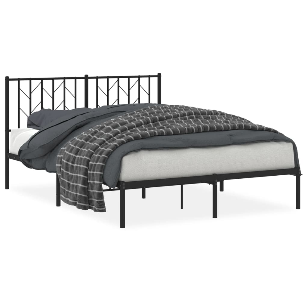 vidaXL Cadre de lit métal sans matelas avec tête de lit noir 140x200cm