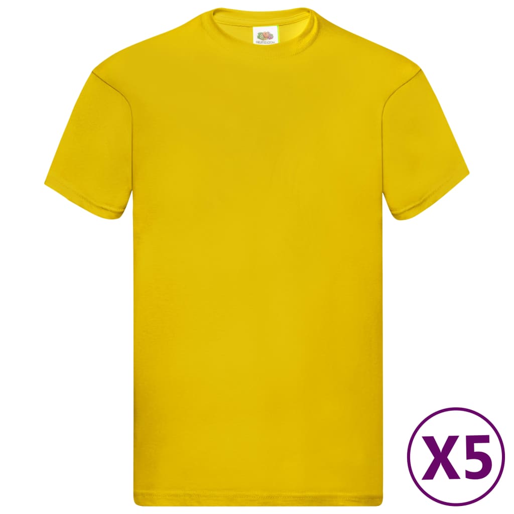 Fruit of the Loom T-shirts originaux 5 pcs Jaune XXL Coton