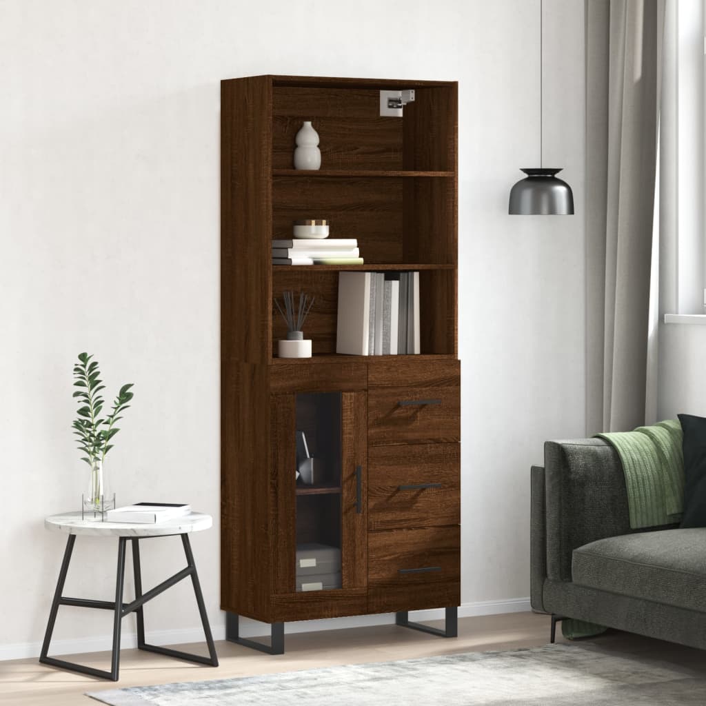 vidaXL Buffet haut Chêne marron 69,5x34x180 cm Bois d'ingénierie