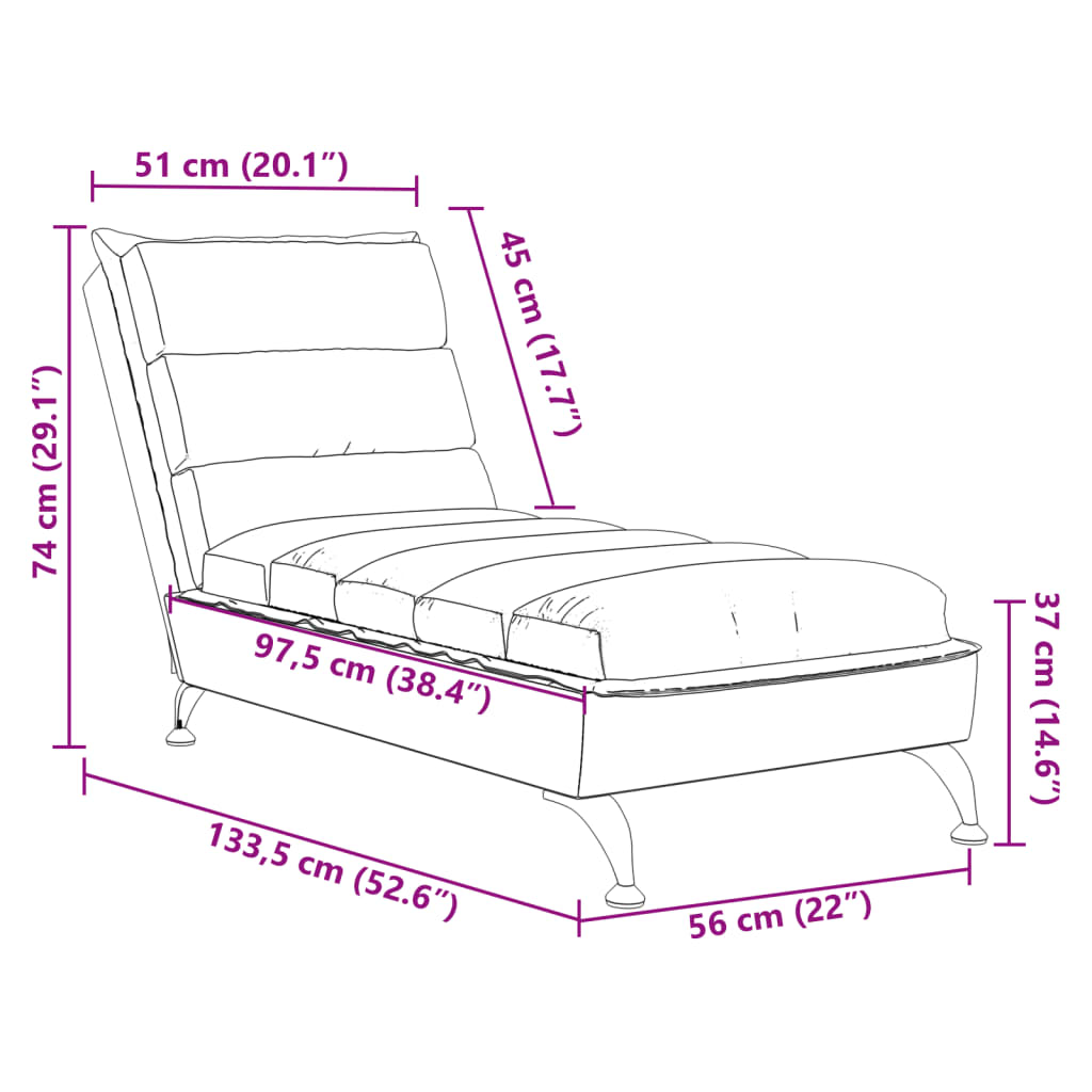 vidaXL Chaise longue avec coussins gris foncé tissu