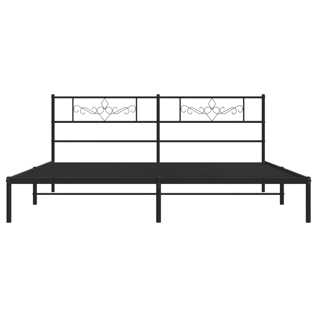 vidaXL Cadre de lit métal sans matelas avec tête de lit noir 193x203cm