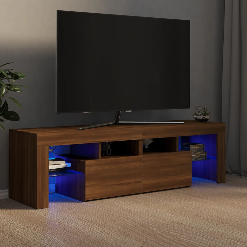vidaXL Meuble TV avec lumières LED Chêne marron 140x36,5x40 cm