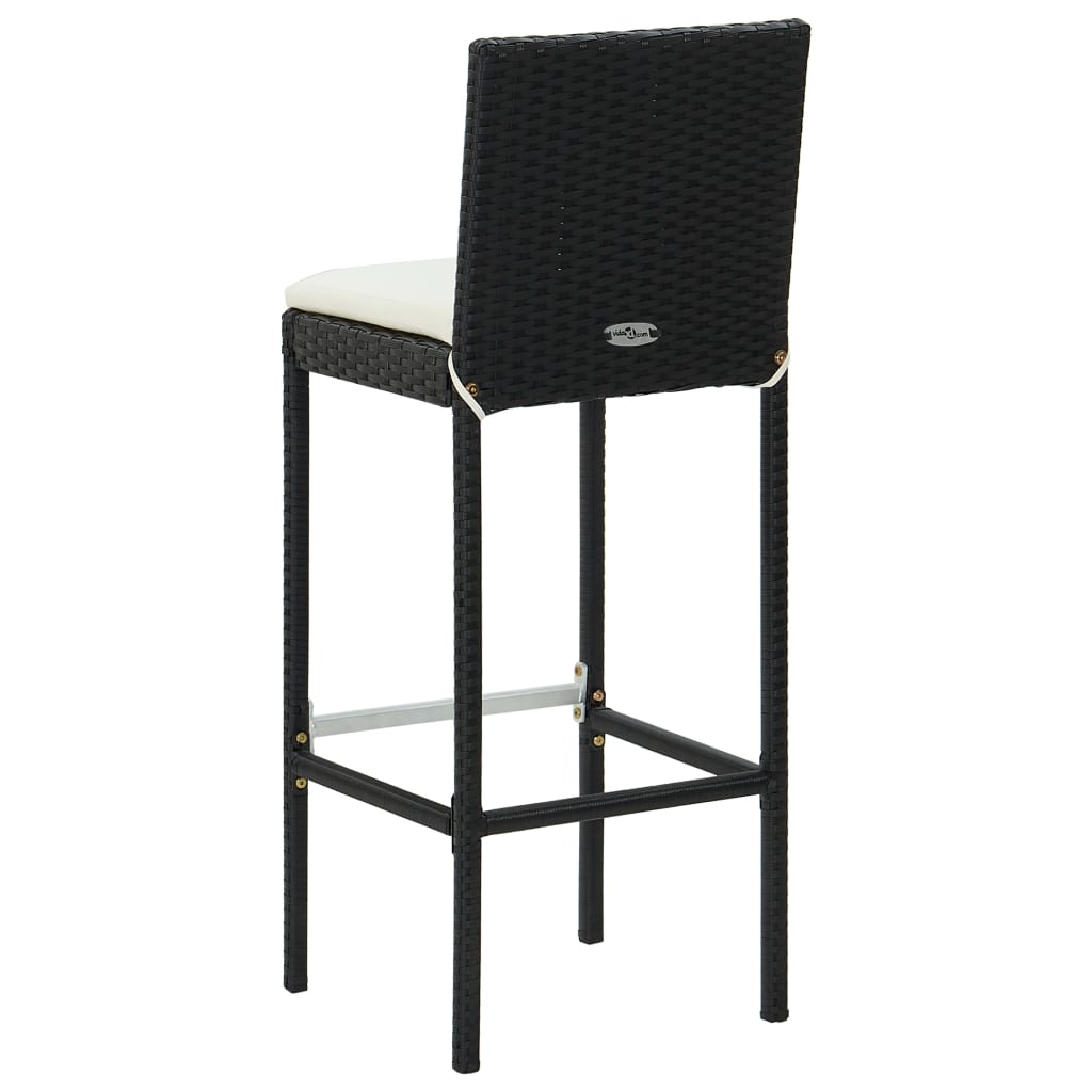 vidaXL Ensemble de bar de jardin 3 pcs et coussins Résine tressée Noir