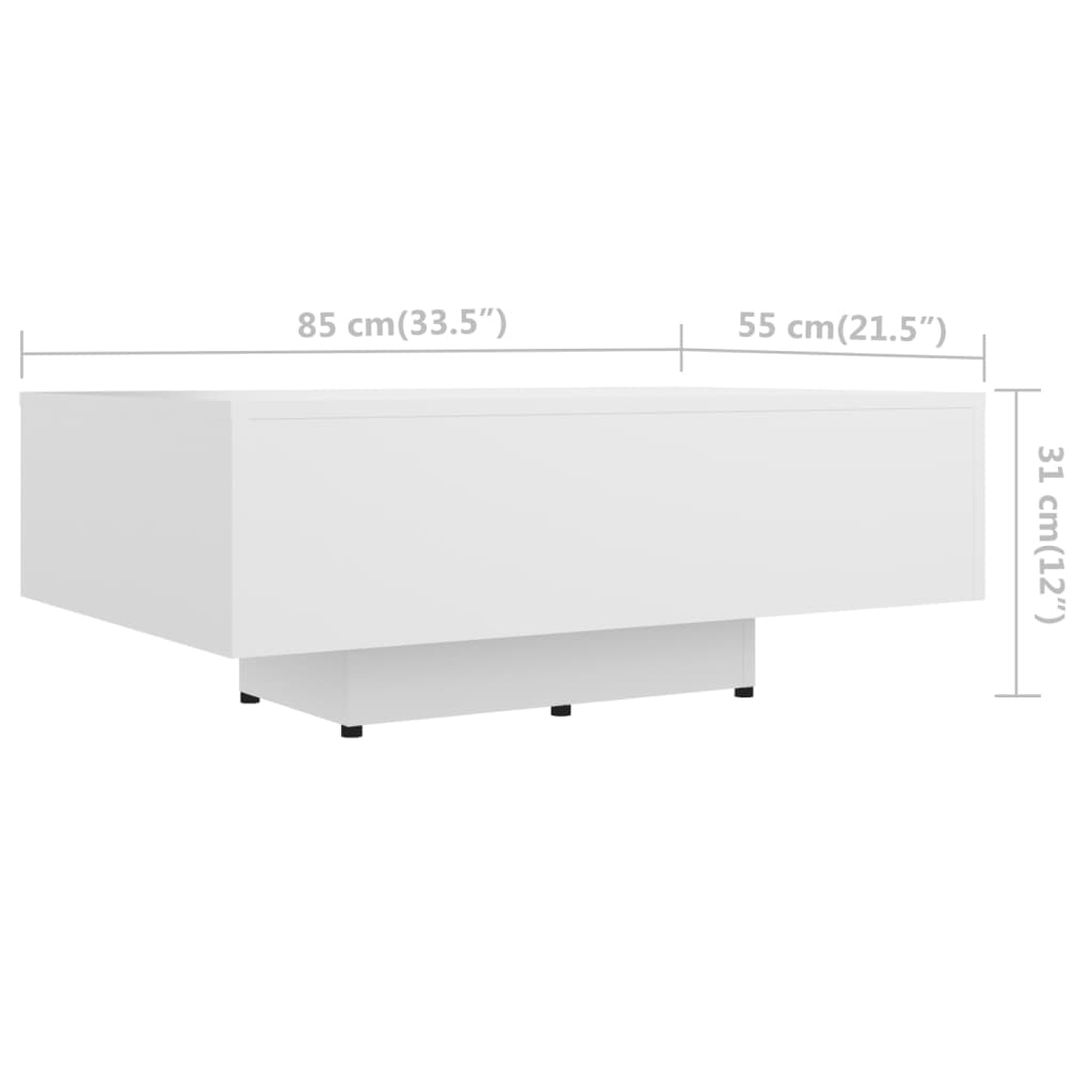 vidaXL Table basse Blanc 85x55x31 cm Bois d'ingénierie