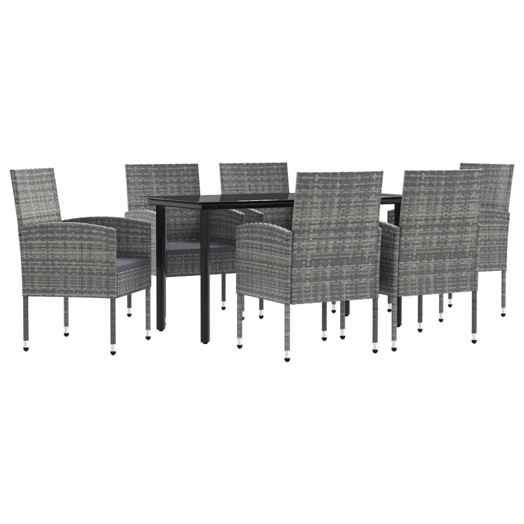 vidaXL Ensemble à manger de jardin 7pcs gris/noir résine tressée/acier