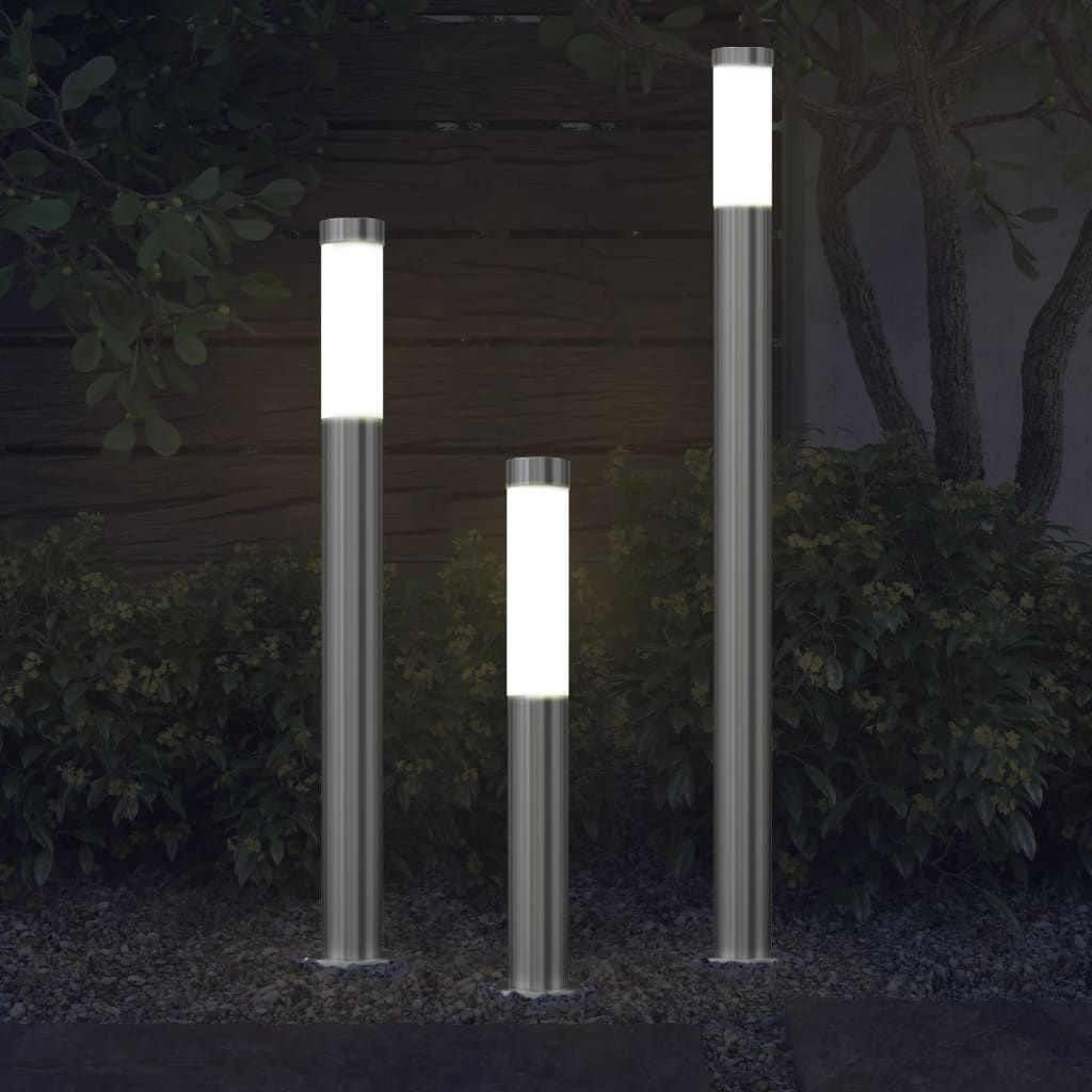 vidaXL Ensemble de 3 lampes de jardin étanches Acier inoxydable