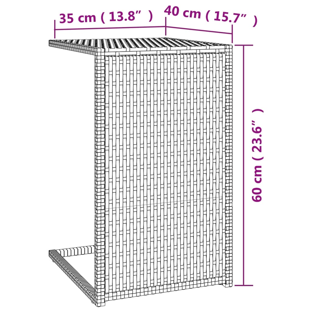 vidaXL Table en forme de C marron 40x35x60 cm résine tressée