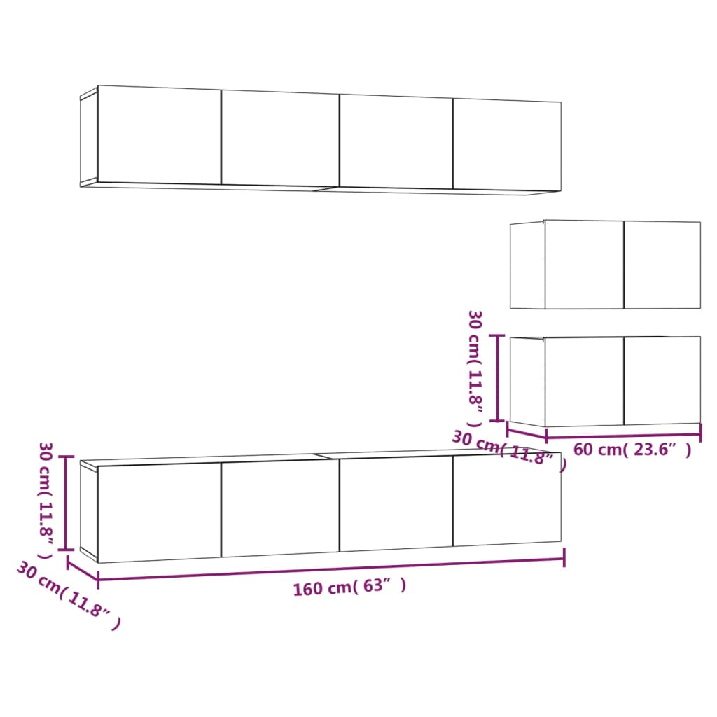 vidaXL Ensemble de meubles TV 6 pcs Noir Bois d'ingénierie